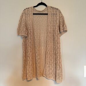 Open-Knit Neutral Cardigan Lightweight Boho Duster Minimalist Neutral Layer 2X